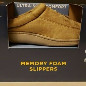 Stafford Memory Foam Slippers Brown Sz 8-9 Medium